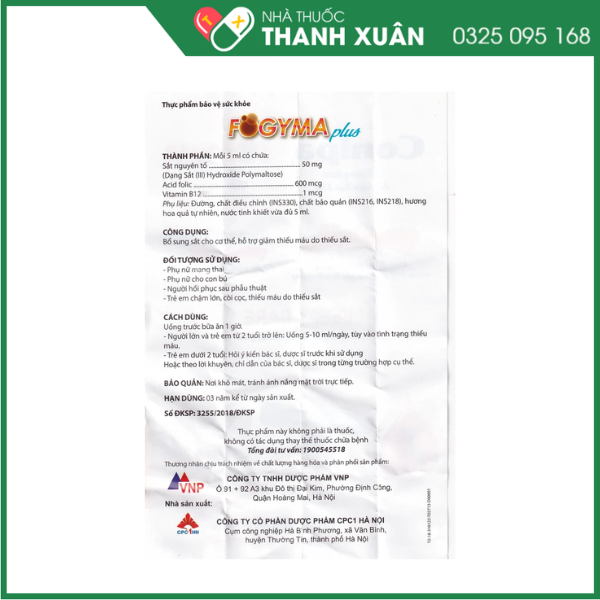 FOGYMA plus hỗ trợ giảm thiếu máu do thiếu sắt